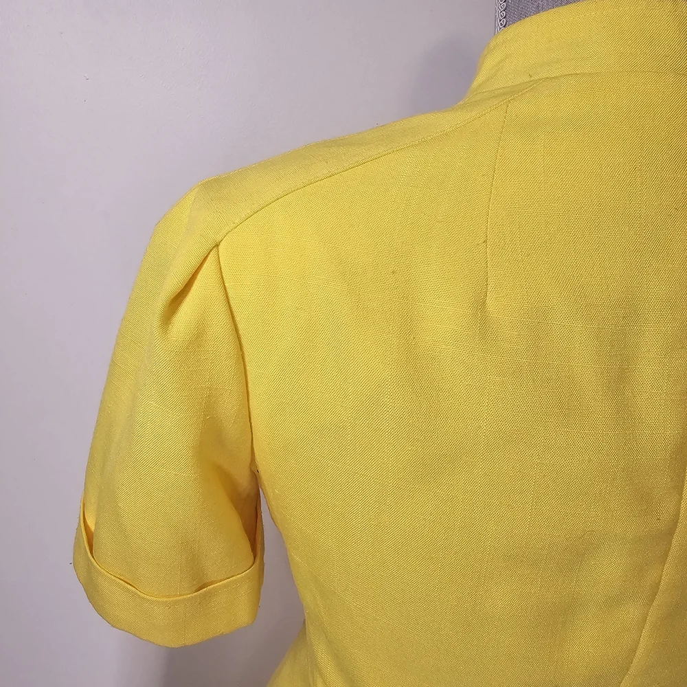 Vintage Yellow Skirt Suit Set Women's Size 4 1970s Retro Office Union Made in US